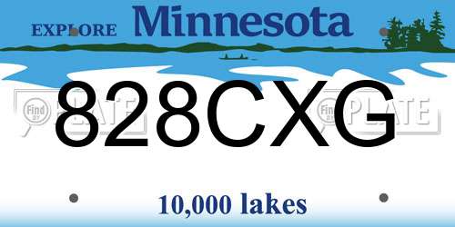 828CXG Minnesota License Plate