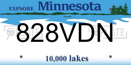 828VDN Minnesota License Plate