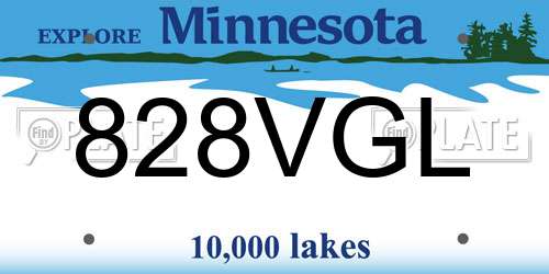 828VGL Minnesota License Plate
