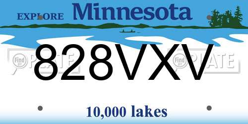 828VXV Minnesota License Plate