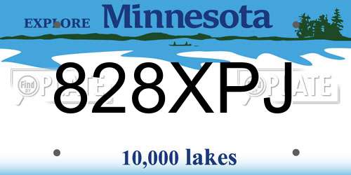 828XPJ Minnesota License Plate