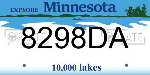 8298DA Minnesota License Plate