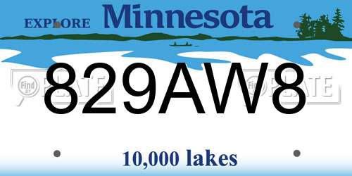 829AW8 Minnesota License Plate