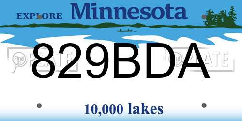 829BDA Minnesota License Plate
