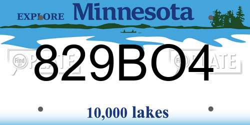 829BO4 Minnesota License Plate