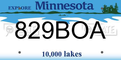 829BOA Minnesota License Plate