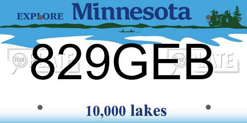 829GEB Minnesota License Plate