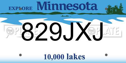 829JXJ Minnesota License Plate
