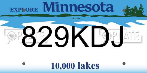 829KDJ Minnesota License Plate