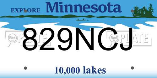 829NCJ Minnesota License Plate