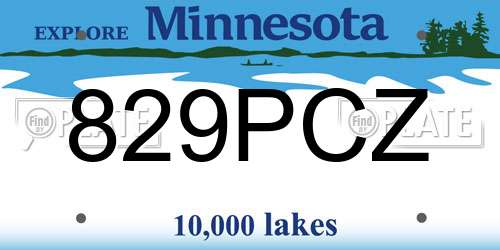 829PCZ Minnesota License Plate