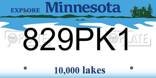 829PK1 Minnesota License Plate