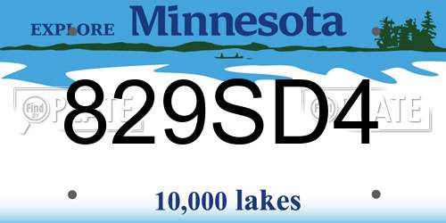 829SD4 Minnesota License Plate