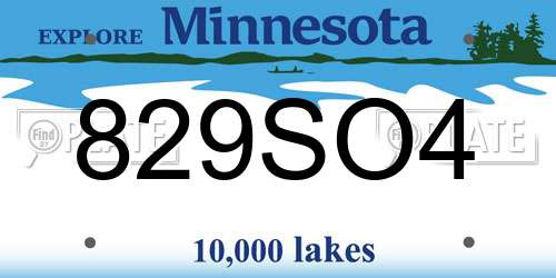 829SO4 Minnesota License Plate