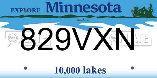 829VXN Minnesota License Plate