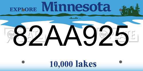 82AA925 Minnesota License Plate