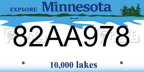82AA978 Minnesota License Plate