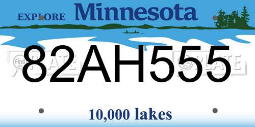 82AH555 Minnesota License Plate