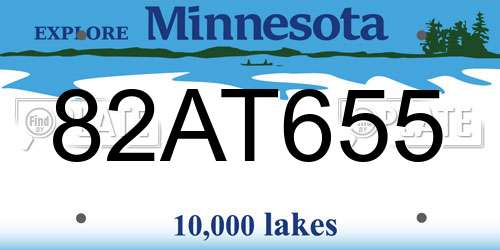 82AT655 Minnesota License Plate
