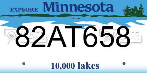 82AT658 Minnesota License Plate