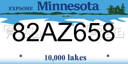 82AZ658 Minnesota License Plate
