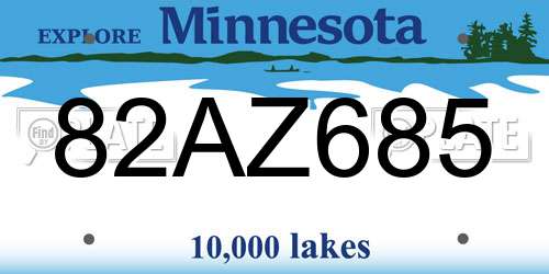82AZ685 Minnesota License Plate