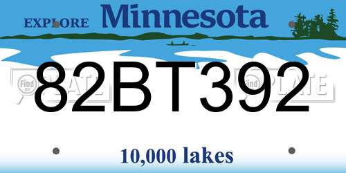 82BT392 Minnesota License Plate