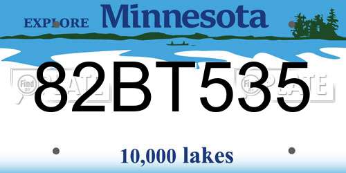 82BT535 Minnesota License Plate
