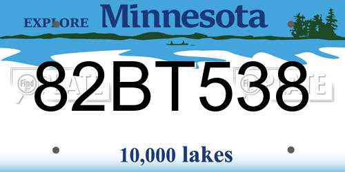 82BT538 Minnesota License Plate