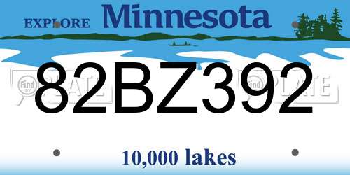 82BZ392 Minnesota License Plate