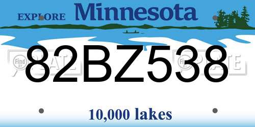 82BZ538 Minnesota License Plate