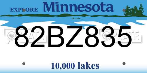 82BZ835 Minnesota License Plate