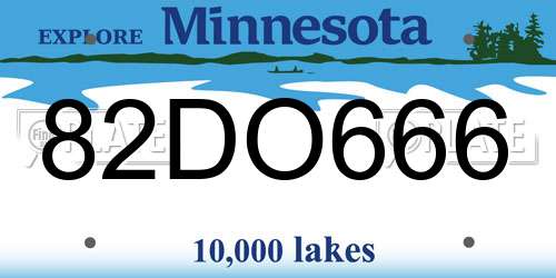 82DO666 Minnesota License Plate