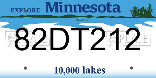 82DT212 Minnesota License Plate