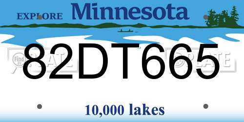 82DT665 Minnesota License Plate
