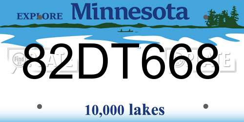 82DT668 Minnesota License Plate
