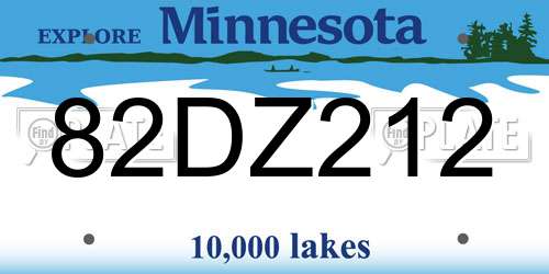82DZ212 Minnesota License Plate