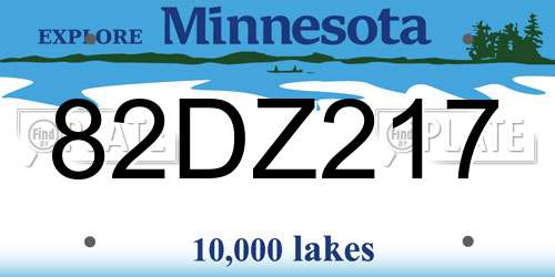 82DZ217 Minnesota License Plate