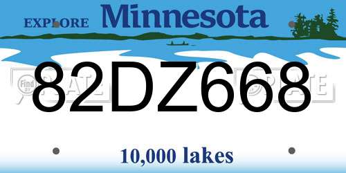82DZ668 Minnesota License Plate
