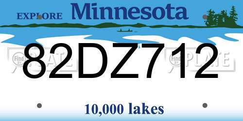 82DZ712 Minnesota License Plate