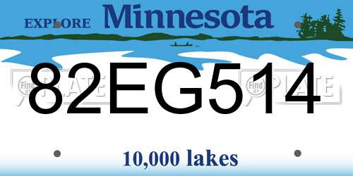 82EG514 Minnesota License Plate