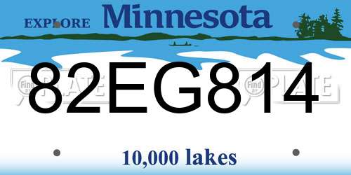 82EG814 Minnesota License Plate