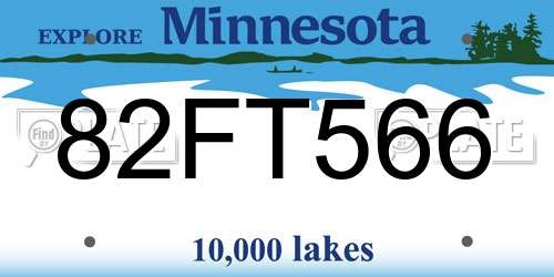 82FT566 Minnesota License Plate