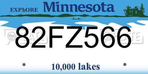 82FZ566 Minnesota License Plate