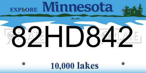 82HD842 Minnesota License Plate