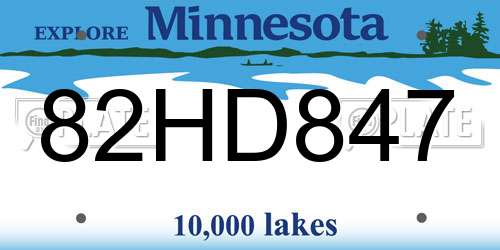 82HD847 Minnesota License Plate