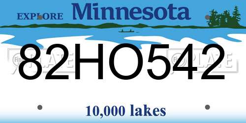 82HO542 Minnesota License Plate