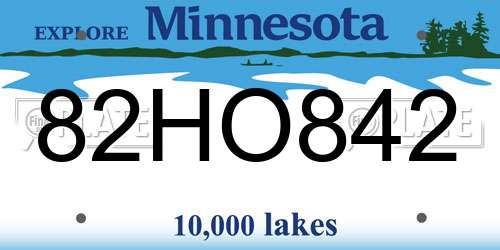 82HO842 Minnesota License Plate