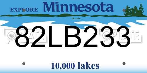 82LB233 Minnesota License Plate