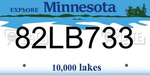 82LB733 Minnesota License Plate